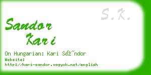 sandor kari business card